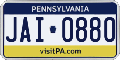 PA license plate JAI0880