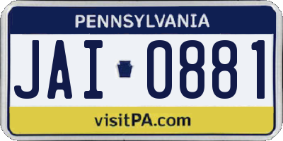 PA license plate JAI0881
