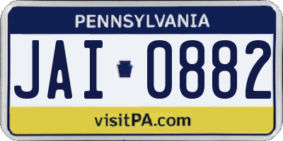 PA license plate JAI0882