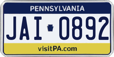 PA license plate JAI0892