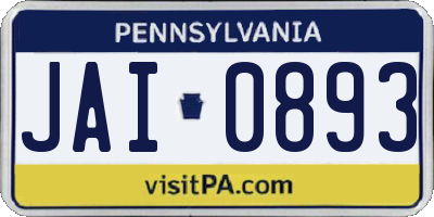 PA license plate JAI0893