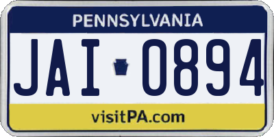PA license plate JAI0894