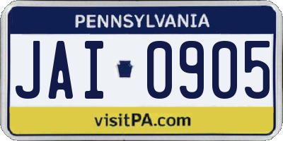PA license plate JAI0905