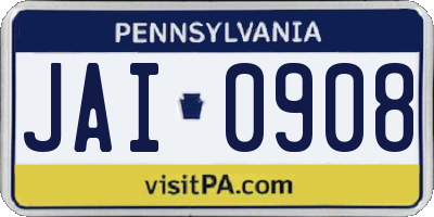 PA license plate JAI0908