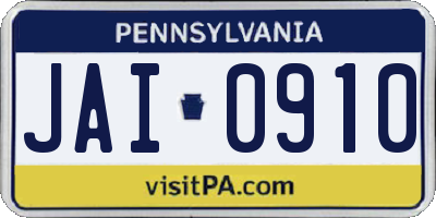 PA license plate JAI0910