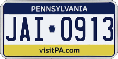 PA license plate JAI0913