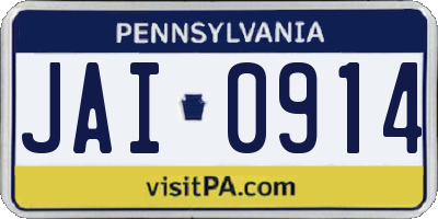 PA license plate JAI0914