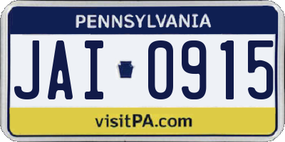 PA license plate JAI0915
