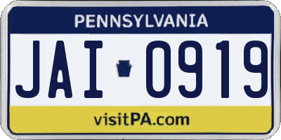 PA license plate JAI0919