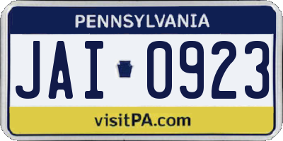 PA license plate JAI0923