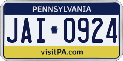 PA license plate JAI0924