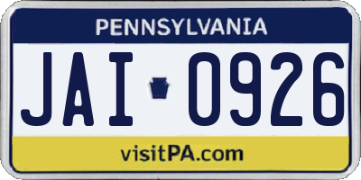 PA license plate JAI0926