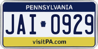 PA license plate JAI0929
