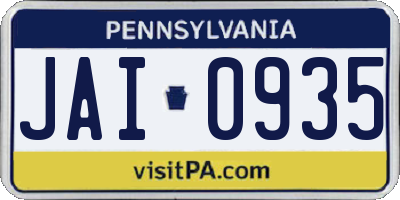 PA license plate JAI0935