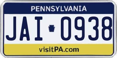 PA license plate JAI0938