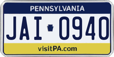 PA license plate JAI0940