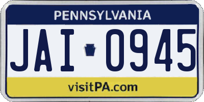 PA license plate JAI0945
