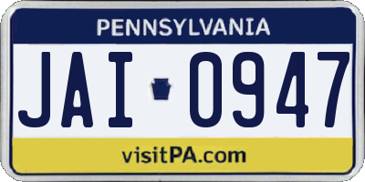 PA license plate JAI0947