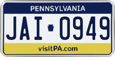 PA license plate JAI0949