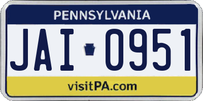 PA license plate JAI0951