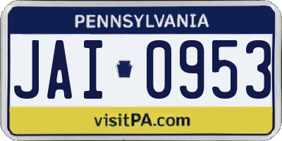 PA license plate JAI0953