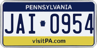 PA license plate JAI0954