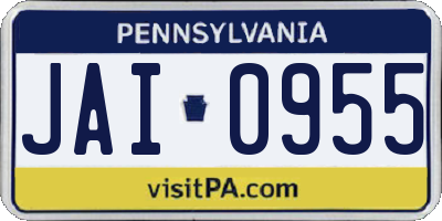 PA license plate JAI0955