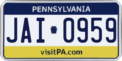 PA license plate JAI0959