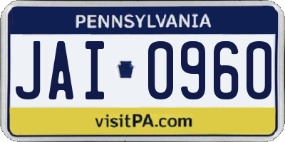 PA license plate JAI0960