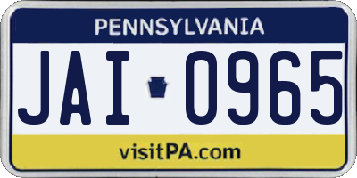 PA license plate JAI0965