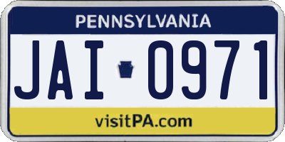PA license plate JAI0971