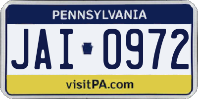 PA license plate JAI0972