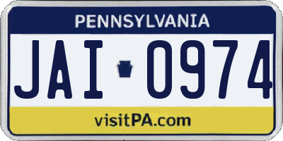 PA license plate JAI0974