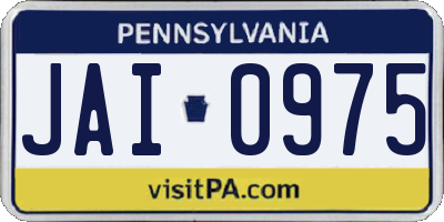 PA license plate JAI0975