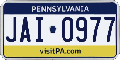 PA license plate JAI0977