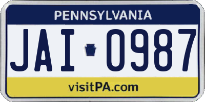 PA license plate JAI0987