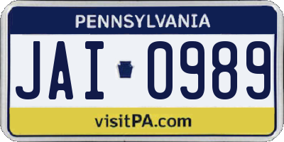 PA license plate JAI0989