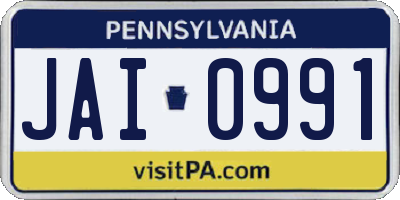 PA license plate JAI0991