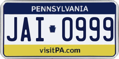 PA license plate JAI0999