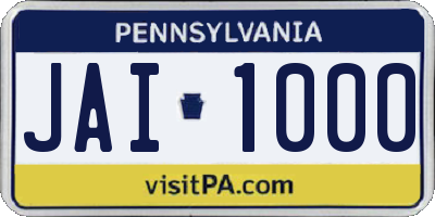 PA license plate JAI1000