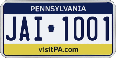 PA license plate JAI1001