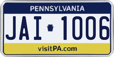 PA license plate JAI1006