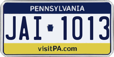 PA license plate JAI1013