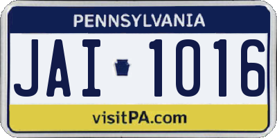 PA license plate JAI1016