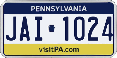 PA license plate JAI1024