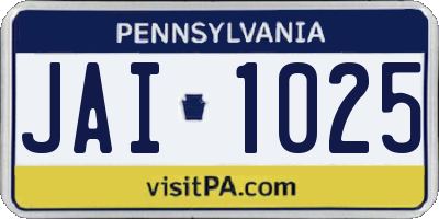 PA license plate JAI1025