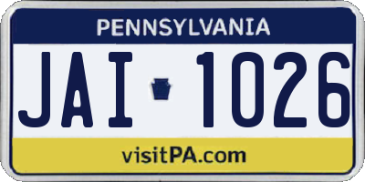 PA license plate JAI1026