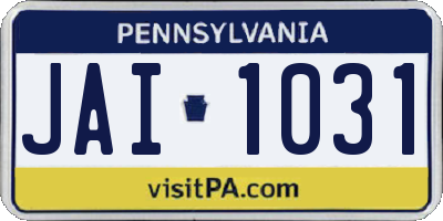 PA license plate JAI1031