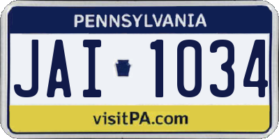 PA license plate JAI1034
