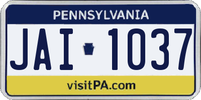 PA license plate JAI1037